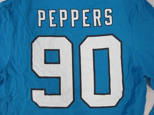 New Carolina Panthers #90 Julius Peppers Mens Sizes S-5XL Blue Long Sleeve Shirt - Picture 2 of 4