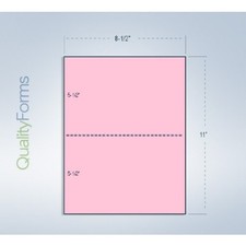 8-1/2 x 11" Pink 24  Laser cut sheet 1 Horizontal perf at 5-1/2"  2500 