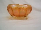 Vintage Marigold Carnival Glass 3 Footed Bowl Imperial Floral & Optic 3 3/4"