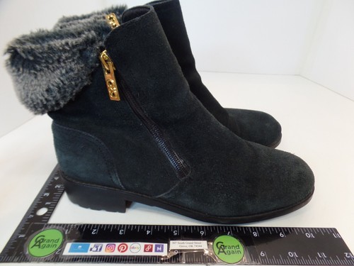 Cole Haan Quinney Womens 8.5 Black Waterproof Suede Fur Winter Snow Ankle Bootie - Picture 13 of 15