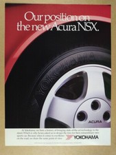 Neumáticos Yokohama 1991 para Acura NSX anuncio impreso vintage
