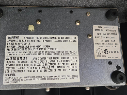 Vintage 1980s Hamlin CATV Converter Cable Box Model MCC-3000-3 - Picture 10 of 12