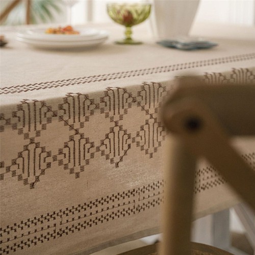 Geometric Embroidery Rectangle Tablecloth Dining Kitchen Table Cloth Cover Decor - Picture 19 of 29