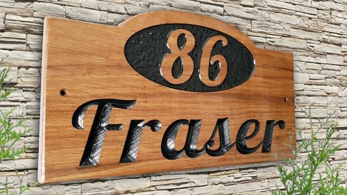 Personalised Oak House Name Sign Custom Carved Outdoor Wooden Address Plaque - Picture 8 of 13