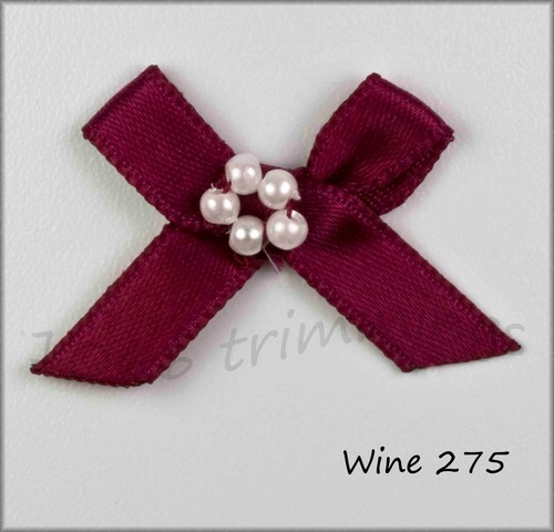 7mm Satin Ribbon Bows With Pearl Bead Cluster - Picture 8 of 43