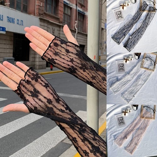 UV Protection Lace Mesh Sunscreen Sleeves Arm Cover Arm Sleeves Driving Gloves