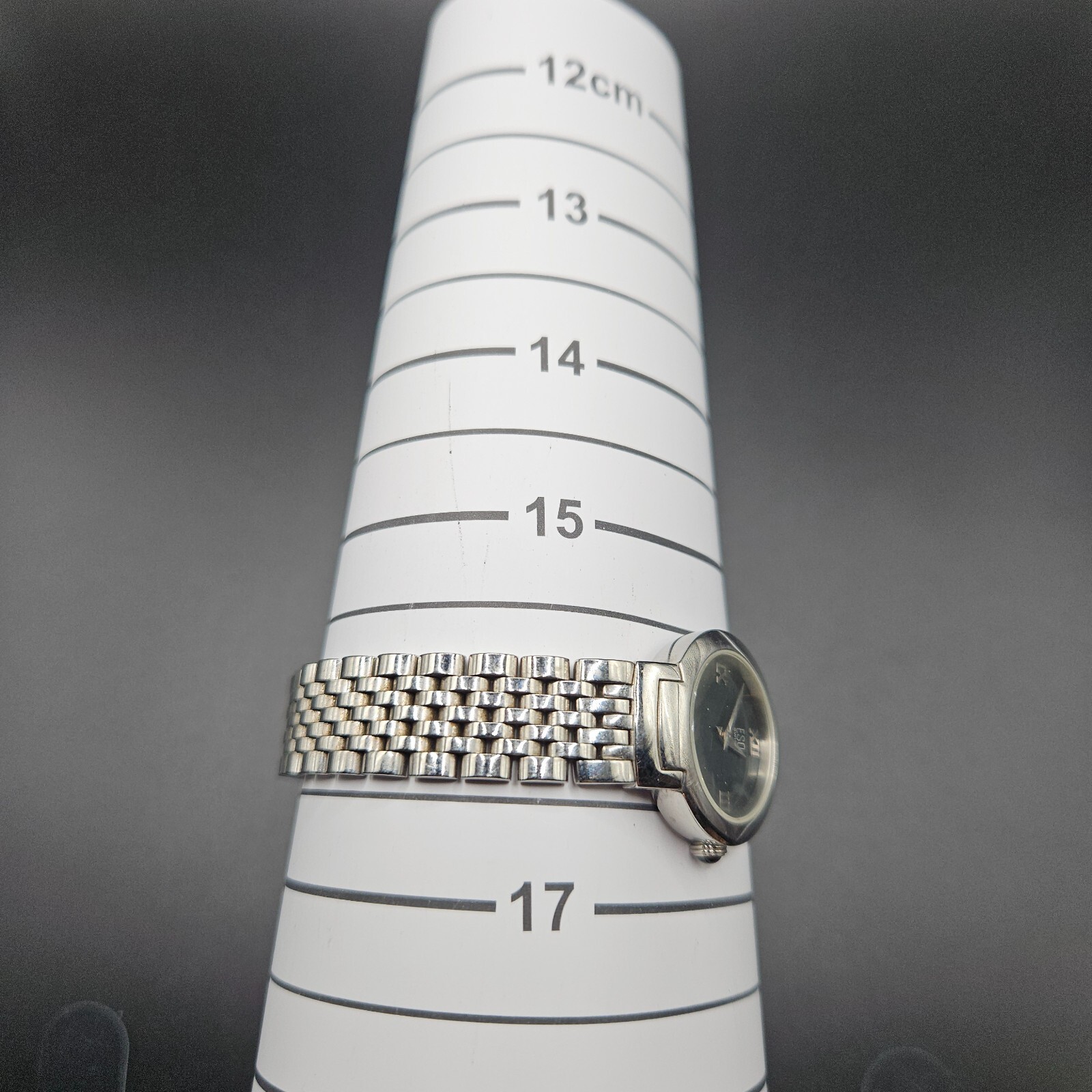 ESQ Swiss Movado Watch Women 25mm Silver Tone Stainless Steel 6.25" New Battery