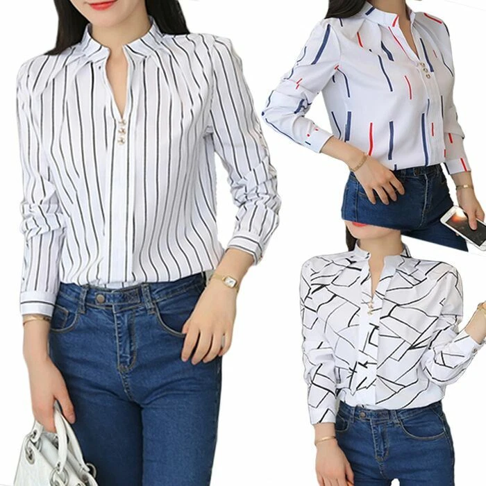 Blusas de Mujer Camisas Moda Blusa Elegante Manga Larga Nueva