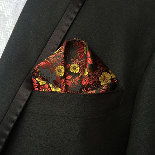 Men Colorful Vine Flower Paisley Floral Pocket Square Hanky Stylish Handkerchief - Picture 4 of 26