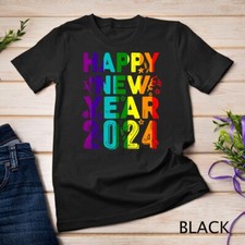 Happy New Year 2024 Rainbow New Years Eve Party Supplies Kids Unisex T-shirt
