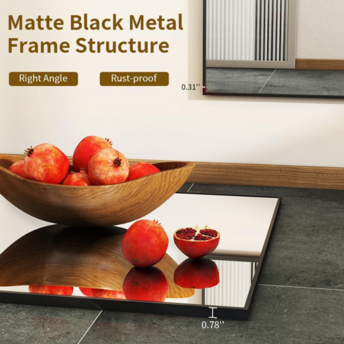 Wall Mirror 20" X 28" Rectangular Bathroom Mirror with Metal Frame, Hanging Mirr - Picture 3 of 8