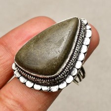 Silver Sheen Obsidian Gemstone 925 Sterling Silver Handmade Jewelry Ring Size 8