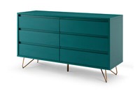 Kommode Mit 6 Schubladen Blau/Gold Schubladenkommode Sideboard Wohnzimmerschrank