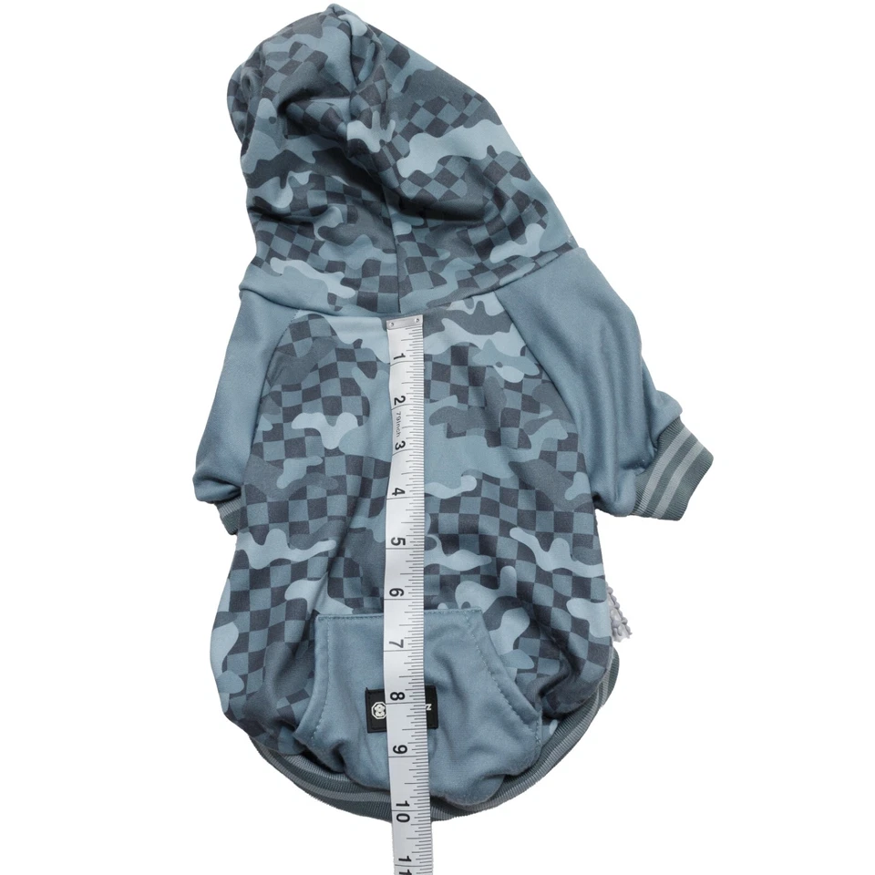 Fresh Pawz M Checkered Camo Dog Pet Hoodie Poly Spandex Back Kangaroo Pocket - Image 3 of 4