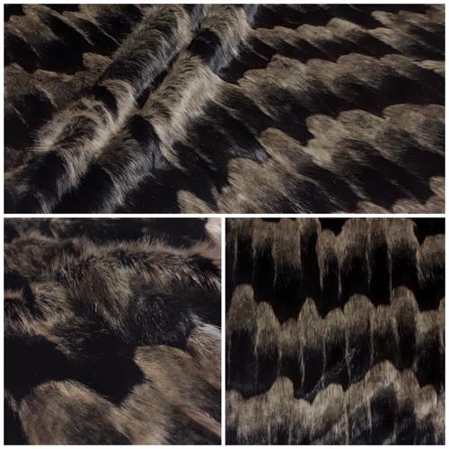 Webpelz Langhaar kuscheliges Kunstfell Stoff fell Schwarz Braun Deko Decke - Bild 1 von 7