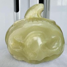 Natural Polished Afghan Jade Pumpkin Head Carving Crystal Mineral Healing 537G