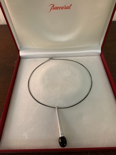 Baccarat Tentazione Duo Collana Goccia Argento E Cristallo Nero Modello2 - Foto 2 di 5