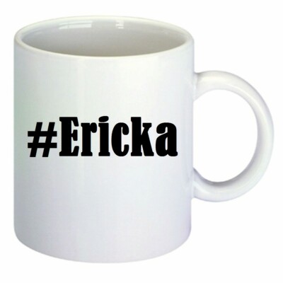 Kaffeetasse #Ericka Hashtag Raute Keramik Höhe 9,5cm in Weiß