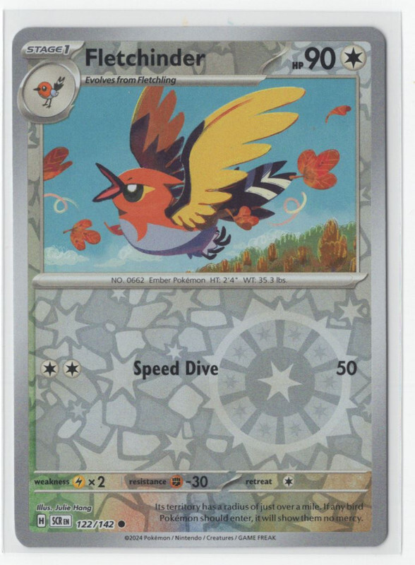 Pokemon Stellar Crown -  122/142 Fletchinder Reverse Holo