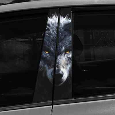 2x Lone Wolf Auto B Säule Tierabdeckung Kratzer Auto Türen Säule Abziehbilder