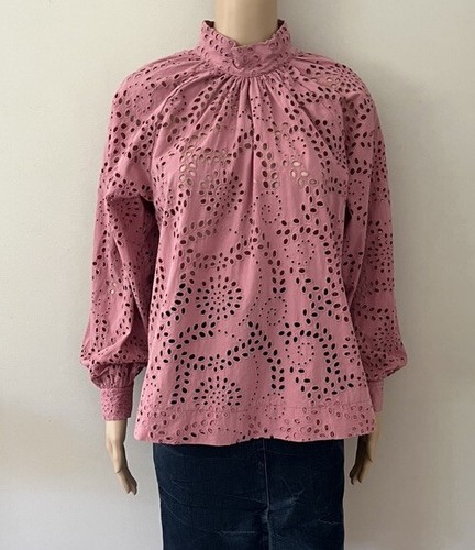 COUNTRY ROAD TONAL BRODERIE BLOUSE IN BLUSH PINK SIZE 8 - Picture 2 of 12