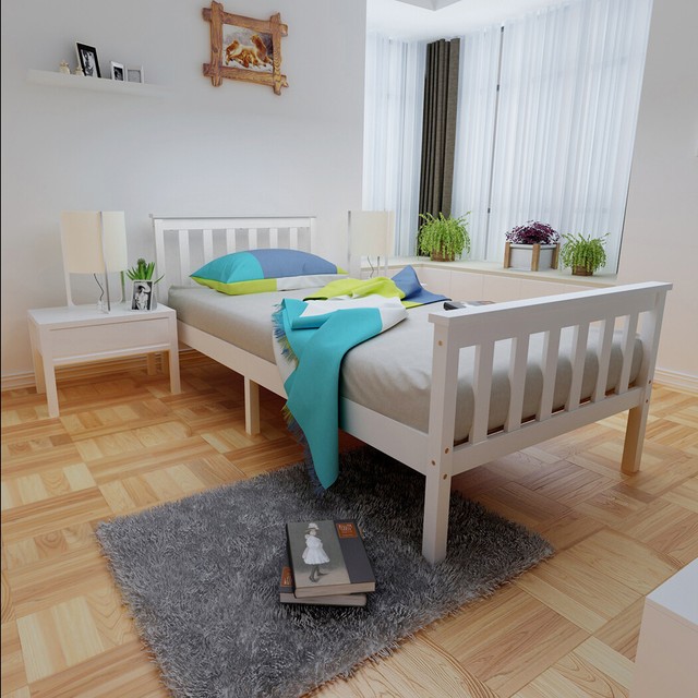 Single Bed In White 3ft Single Bed Wooden Frame White Child Kids Bedroom Modern