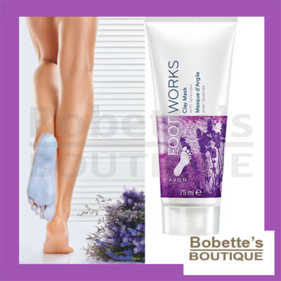 Masque Fraîcheur Pieds Avon Foot Works – Argile & Lavande, 75ml – Neuf, Hydratant, PAO 12M