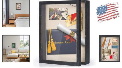 Elegant 11x14 Shadow Box with Personalization Cloth and Magnetic Door - Picture 2 of 8