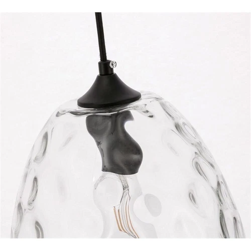 Living District Gibson 1-Light Metal & Glass Pendant in Black/Clear - Picture 10 of 13