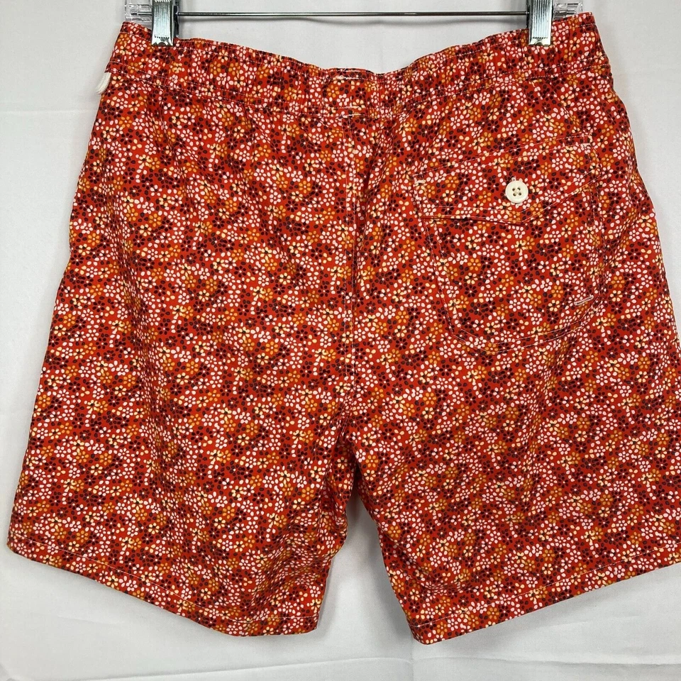 J. Bañador Crew Para Hombre Talla M Naranja Blanco Floral Tablero Malla Forrado Cordón Foto 3 de 4