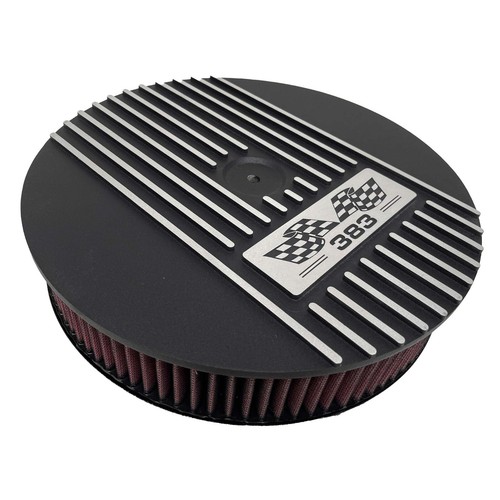 Small Block 383 Black Valve Covers & 13" Round Air Cleaner Kit - Engraved Logos - Picture 10 of 12