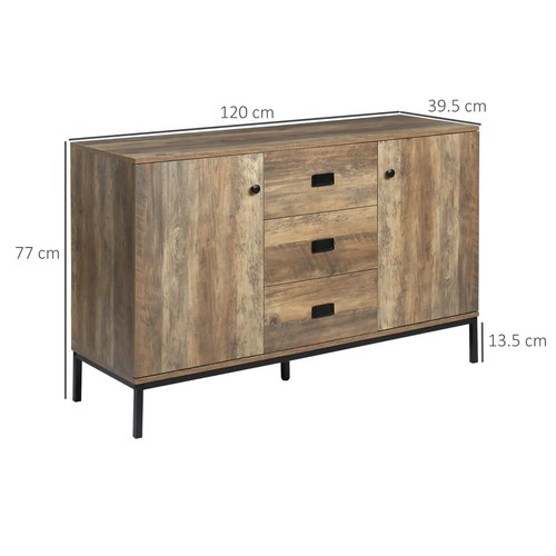 Large Industrial Sideboard Storage Cabinet Vintage Cupboard Drawers Metal Legs - Picture 11 of 13