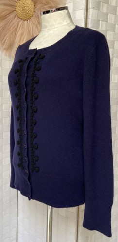 Saks Fifth Avenue 100% Cashmere Blue Embroidered 2 Piece Sweater Set XL FXT - Picture 14 of 19
