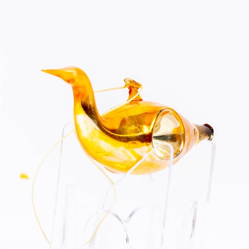 Antique Gold Blown Glass Double-Indent Bird Christmas Ornament Germany - Picture 3 of 8