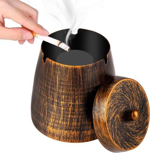 Large Outdoor Ashtray with Lid Stainless Steel, Windproof, for Patio Smokers - Picture 11 of 12