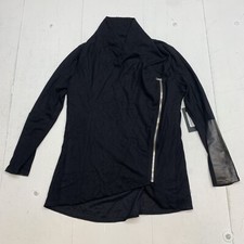 Red 23 Womens Black Drape Leather Patch Jacket Size Large