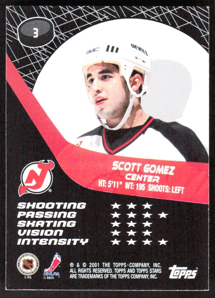 2001-02 5431C Topps Stars Scott Gomez New Jersey Devils #3 - Image 2 of 2