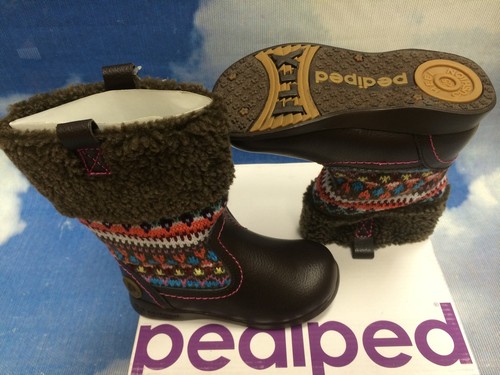 Botas Suéter de Cuero Marrón Pediped Niñas Flex Kacie Talla 25/Niño Pequeño Talla 8.5 - Imagen 3 de 4