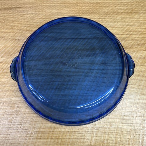 Vintage PYREX Cobalt Blue Glass Fluted Pie Pan #229 Crimped Deep Dish Plate 9.5" - Picture 4 of 4