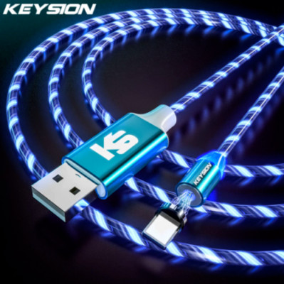 KEYSION Magnetic USB-C Cable for Realme X2 Pro XT Q 5 Pro 3 C2 A9 Flowing Light 