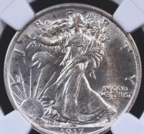 1917 WALKING LIBERTY HALF DOLLAR NGC MS 62 CRISP AND LIVELY SILVER BRILLIANCE