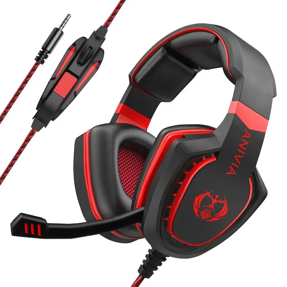 Gaming Headset Noise Isolating Headphone Volume Control Bass Surround Video Mic-image