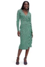 Long Sleeve Midi Arrow Geo Green Wrap Dress DVF/Target Diane von Furstenberg NWT