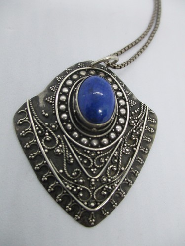 Sterling Silver 925 Lapis BOHO Pendant and 46cm Sterling necklace 15gm - Picture 8 of 9