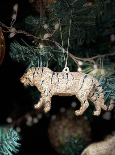 Luxury Super Gisela Graham Gorgeous Gold Glitter Tiger Christmas Decoration - Picture 5 of 7