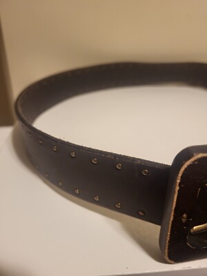 Talbot Brown Dog ? Stud Leather Belt Talbots Brown Leather Belt w/Studs Distressed Wooden Buckle  main image 4