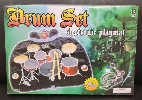 Drum Set Electronic Playmat NEW 8 Drum Sounds Headset Microphone Included Ages 5 - Picture 1 of 7