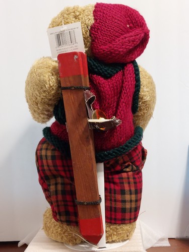 VINTAGE WORLD BAZAARS 16" SKING PLUSH BEAR WIND UP PLAYS MUSIC ADJUSTABLE ARMS - Picture 6 of 12