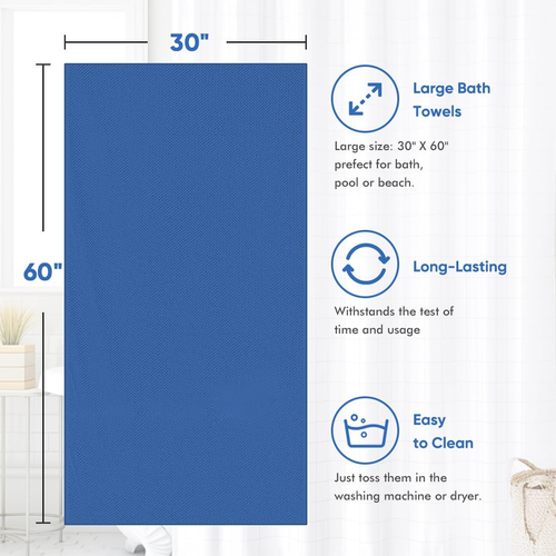 Bath Towel Set Pack Of 2 30 X 60 Inches Large Microfiber Bath Towels Long-Lastin - Picture 5 of 12