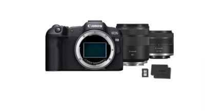 Canon EOS R8, schwarz + Objektiv RF 85mm Macro IS STM + Objektiv RF 24-50mm IS STM